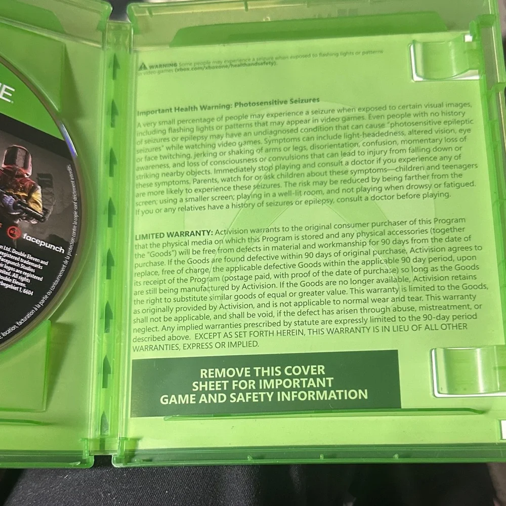 Microsoft Xbox One Game Disc - Black & Green Rust Console Edition Artwork/used